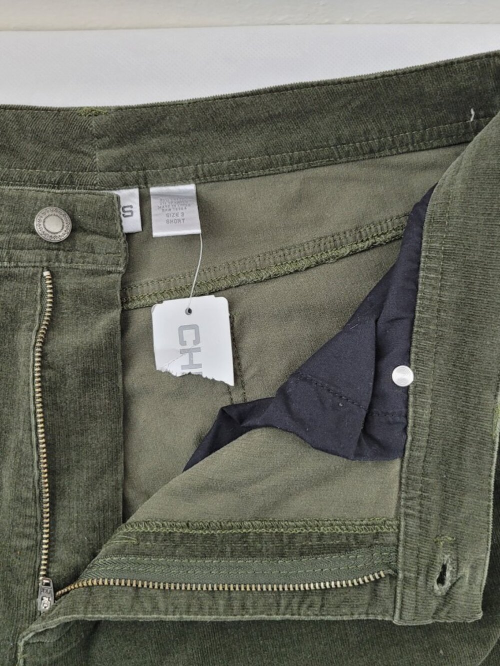 Chicos Corduroy Pants Cheyenne Green Washed Thin Wale Cheyenne Green Wash New